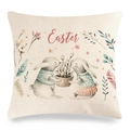 Federa in lino per Pasqua con coniglietti ad acquerello e scritta artistica pasquale - Stile Coniglietto Pasquale Accogliente e Salice (Stile-17)