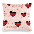 Linen Easter bunny pillow cover featuring Hello Summer watermelon rabbit design - Hello Summer Watermelon Rabbit (Style-19)