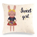 Leinen-Osterkissenbezug mit süßem Hasen-Design und dem Text Sweet girl für Deko - Sweet Girl Bunny