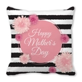 Quadratisches Streifen-Kissen mit rosa Blumenmuster zum Muttertag für das Sofa - 45x45 cm / Muttertag Blumen (11)