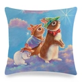 Housse de coussin en lin de Pâques avec trois lapins regardant les étoiles sur fond bleu - 45x45cm / Style Trois Lapins Regardant les Étoiles (Style 17)