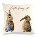 Detailed view of linen pillowcase texture featuring watercolor Easter bunnies and eggs - Easter Bunny Set Pattern (19)