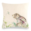 Detailed texture of linen pillowcase with watercolor rabbit and dragonfly illustration - Rabbit and Dragonfly (14)