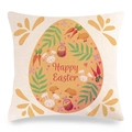 Dettaglio federa in lino per Pasqua con uovo arancione e motivi di coniglietto - Motivo Coniglio e Cesto di Uova ad Acquerello con Sfondo Arancione(18)