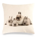 Détail de la texture en lin et du motif de lapin imprimé sur la taie d'oreiller - Quatre Petits Lapins Réalistes et Mignons (16)