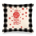 Christmas buffalo plaid pillow case with Merry Christmas text and festive patterns - Merry Christmas and Happy New Year