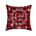 Red and black buffalo plaid Christmas pillow cover with white floral wreath and oh what fun text - Red Buffalo Plaid with oh what fun Text (Style 2) / 18x18 Inch / Colorful