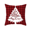 Red and black plaid Christmas pillow case featuring a white tree silhouette with festive text - Red Buffalo Plaid with Christmas Tree Silhouette (Style 4) / 18x18 Inch / Colorful