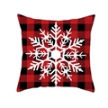 Detail of red and black buffalo plaid Christmas pillow case with white snowflake print - Red Buffalo Plaid with Large White Snowflake (Style 6) / 18x18 Inch / Colorful