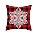 Detail of red and black buffalo plaid Christmas pillow case with white snowflake motif - Red Buffalo Plaid with Geometric Snowflake (Style 7) / 18x18 Inch / Colorful