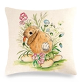 Easter rabbit linen pillowcase with watercolor bunny and floral pattern for home decor - 45x45cm / Lop-Eared Rabbit Easter Egg (Style-5)