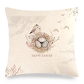 Détail de la housse de coussin de Pâques en lin avec nid d'oiseau et texte Happy Easter - 45x45 cm / Motif Oiseau et Nid (Style-2)