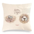 Détail de la texture en lin de la taie d'oreiller avec motif aquarelle Happy Easter - 45x45 cm / Double Nid avec Œufs (Style-5)