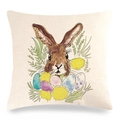 Easter bunny linen pillowcase with watercolor rabbit and colorful eggs on white background - Easter Eggs and Rabbit (10)