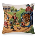 Rustikaler Kissenbezug aus Leinen mit Vintage-Osterhasen-Motiv bei der Gartenarbeit - Karotten Erntende Kaninchen Stil (款式~2)