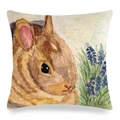 Detailed texture of linen pillowcase with watercolor rabbit and lavender pattern - Lavender and Watercolor Rabbit (Style 5)