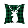 Christmas pillow cover featuring green buffalo plaid and a white deer head silhouette - Green Buffalo Plaid with White Deer Head (Style 8) / 18x18 Inch / Colorful