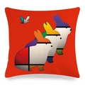 Easter rabbit linen pillowcase featuring bright orange geometric Pop Art pattern design - 45x45cm / Geometric Pop Art Rabbit (Style-11)