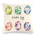 Housse de coussin en lin de Pâques avec œufs à motifs d'étoiles et texte Easter Egg - 45x45 cm / Œufs à Motif d'Étoile (Style-12)