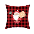 Christmas pillowcase with red buffalo plaid pattern and festive Santa Claus print - Red Buffalo Plaid with Cartoon Santa Claus (Style 22) / 18x18 Inch / Colorful