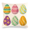 Housse de coussin Pâques avec six œufs colorés à l'aquarelle sur lin rustique - 45x45 cm / Œufs Aquarelle Peints à la Main (Style-14)