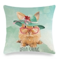 Linen Easter pillowcase with watercolor bunny wearing a hat and Hello Spring text - 45x45cm / Bunny with Top Hat "Hello Spring" (Style 16)