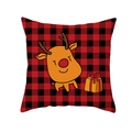 Christmas buffalo plaid pillowcase with a cute reindeer and yellow gift box design - Red Buffalo Plaid with Cartoon Reindeer and Gift (Style 23) / 18x18 Inch / Colorful