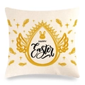 Housse de coussin en lin de Pâques avec œuf à couronne dorée et motif lapin - 45x45 cm / Œuf Couronne Dorée (Style-16)