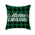 Christmas linen pillowcase with green and black buffalo plaid and Merry Christmas text - Green Buffalo Plaid with Merry Christmas Art (Style 15) / 18x18 Inch / Colorful