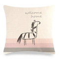 Nordischer gelber Leinenkissenbezug mit Zebradruck und Welcome Home Text für Sofa - Gestreiftes Zebra