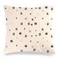 Detailed macro view of the textured linen pillowcase with artistic hand-drawn circle patterns - Modern Geometric Circles