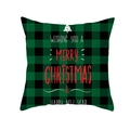 Christmas pillow cover with green buffalo plaid and Merry Christmas text - Green Buffalo Plaid with Christmas Wishes (Style 14) / 18x18 Inch / Colorful