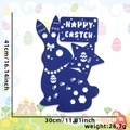 Mantel individual de fieltro azul oscuro de conejo de Pascua con patrones de huevos calados - Azul marino
