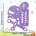 Mantel individual de Pascua en fieltro morado con conejos y huevos, 41x30cm, decoración primaveral - Púrpura