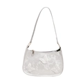 Elegante borsa sottobraccio bianca con pizzo floreale e farfalle 3D in rilievo moda - Argento