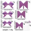 Fiocchi viola glitterati in tre dimensioni con misure per decorazioni regalo fai da te - Fiocco Fai da Te / Viola