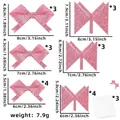 Set aus rosa Glitzer-Schleifen in 3 Größen mit Vorlagen für Deko und Bastelarbeiten - 10er Pack / Rosa