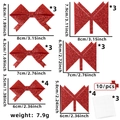 10-teiliges Set roter Glitzer-Weihnachtsschleifen in verschiedenen Größen für DIY-Dekor - 10er Pack / Rot