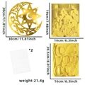 Gold mirror moon and stars wall sticker set with hollow design for party decor - Middle East Gold Sticker Style H