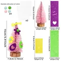 Set albero di Pasqua fai-da-te con albero di feltro rosa, scritte spring e pompon - Albero Fai da Te Rosa 15cm