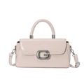 Elegant light pink patent leather handbag with sparkling G-shaped buckle and strap - Pink Without Pendant