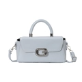 Chic light blue square handbag with glossy finish and sparkling crystal G-buckle - Blue Without Charm