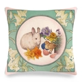 Easter rabbit and chick linen pillowcase with vintage floral design for sofa decor - 45x45cm / Vintage Rabbit & Chick (Style-18)