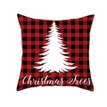 Christmas tree silhouette on red and black buffalo plaid linen pillowcase - Red Buffalo Plaid with White Tree and Text (Style 24) / 18x18 Inch / Colorful