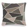 Détail de la housse de coussin géométrique moderne avec texture en coton et lin mélangés - Style À Rayures De Bloc De Couleur Abstrait (8)