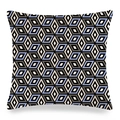 Détail de la housse de coussin géométrique 3D avec motif moderne bleu et gris en lin - Style Texture Géométrique Cube 3D (11)