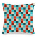 Vue détaillée du motif en mosaïque colorée sur un coussin décoratif carré en lin - Style Damier Mosaïque Coloré (13)