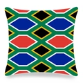 Détail d'une housse de coussin carrée avec motif géométrique du drapeau sud-africain - Style Patchwork Géométrique Couleur Drapeau (14)
