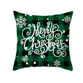 Green and black buffalo plaid Christmas pillow cover with white Merry Christmas text - Green Buffalo Plaid with Merry Christmas and Snowflakes (Style 16) / 18x18 Inch / Colorful