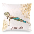 Dettaglio del copricuscino Yoga Studio con motivi mandala e stampa fitness - 45x45 cm / Plank Yoga Mandala Oro (7)
